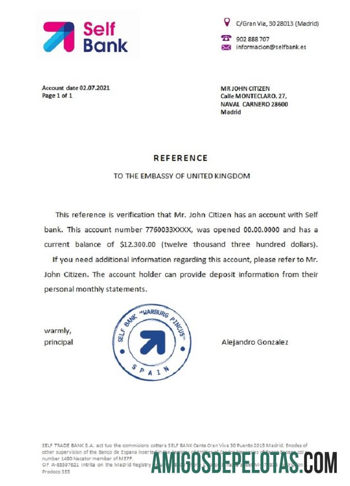 Referência de auto-banco da Espanha modelo